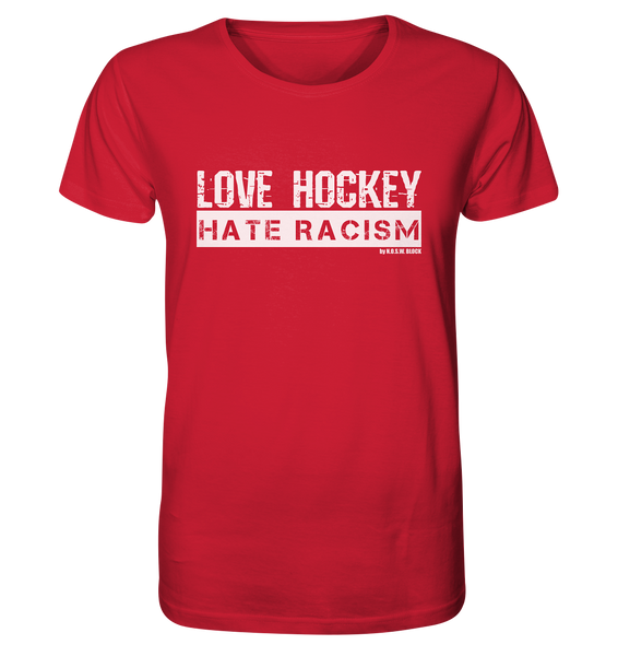 Gegen Rechts Shirt "LOVE HOCKEY HATE RACISM" Männer Organic T-Shirt red