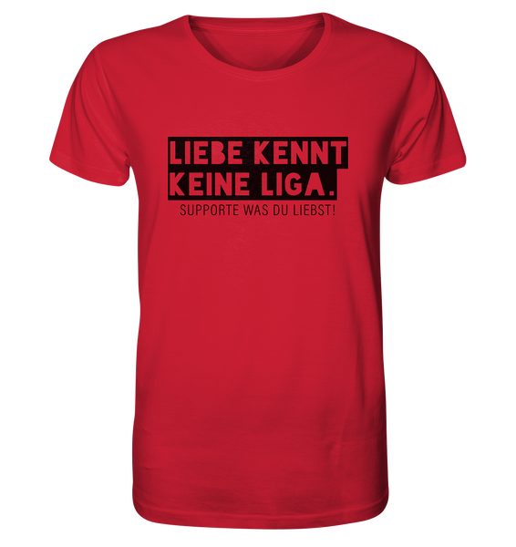 N.O.S.W. BLOCK Fanblock Shirt "LIEBE KENNT KEINE LIGA." Männer Organic Rundhals T-Shirt rot