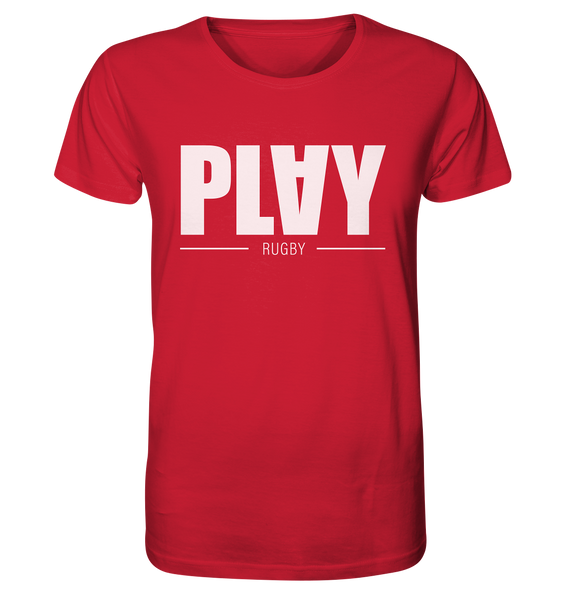 N.O.S.W. BLOCK Fanblock Shirt "PLAY RUGBY" Männer Organic T-Shirt red