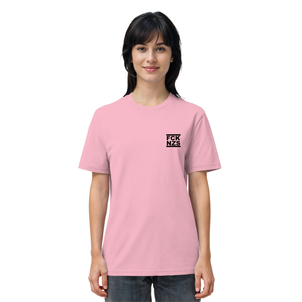 N.O.S.W. BLOCK Gegen Rechts Shirt "FCK NZS" beidseitig bedrucktes Männer Organic T-Shirt cotton pink