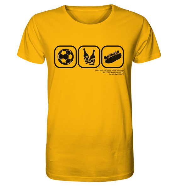 N.O.S.W. BLOCK Fanblock Shirt "15:30 Pflichtprogramm" Männer Organic T-Shirt spectra yellow