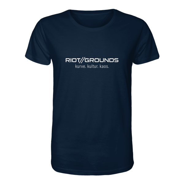 RIOT//GROUNDS Shirt "RIOT//GROUNDS kurve. kulture. kaos." Organic T-Shirt french navy