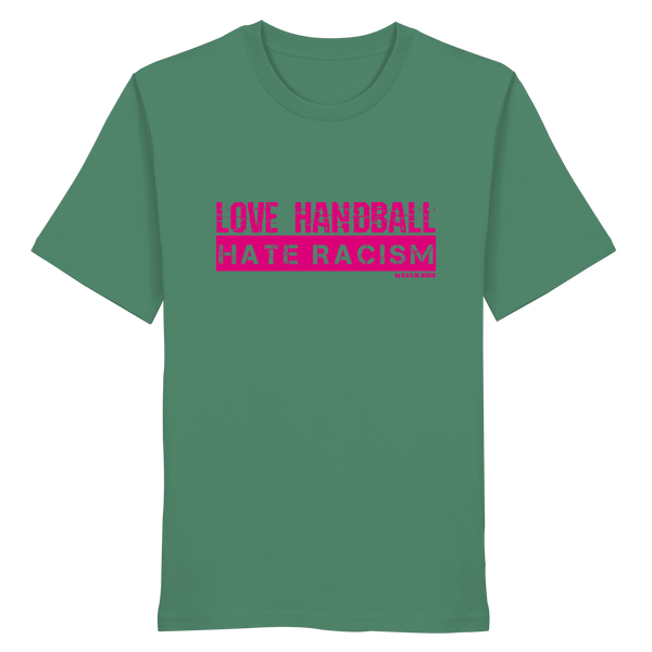 "LOVE HANDBALL HATE RACISM" magenta - Organic Shirt