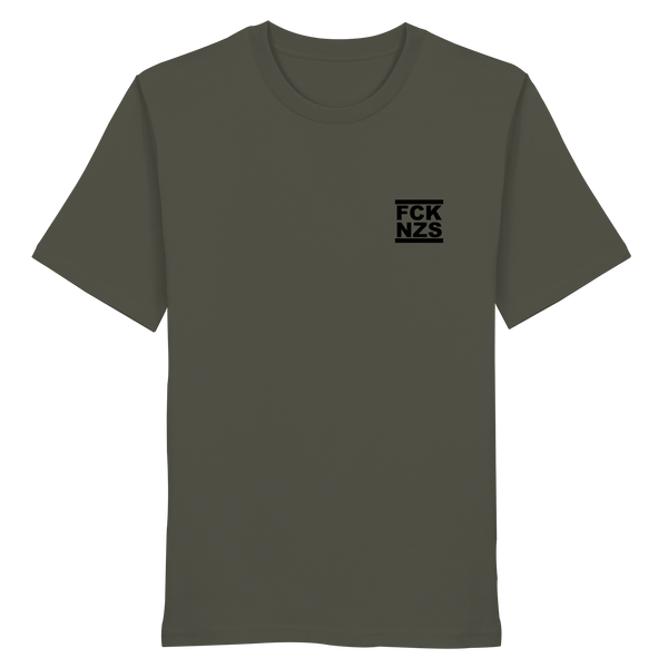 N.O.S.W. BLOCK Gegen Rechts Shirt "FCK NZS" beidseitig bedrucktes Männer Organic T-Shirt khaki