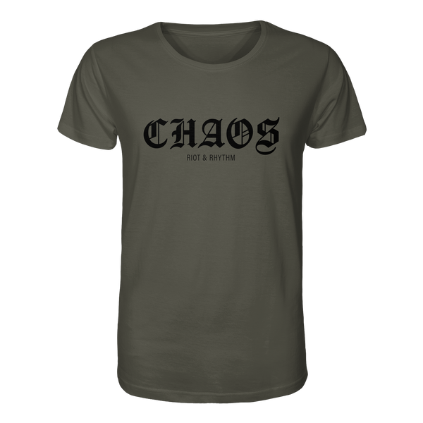 RIOT//GROUNDS Shirt "CHAOS RIOT & RHYTHM" Organic T-Shirt khaki