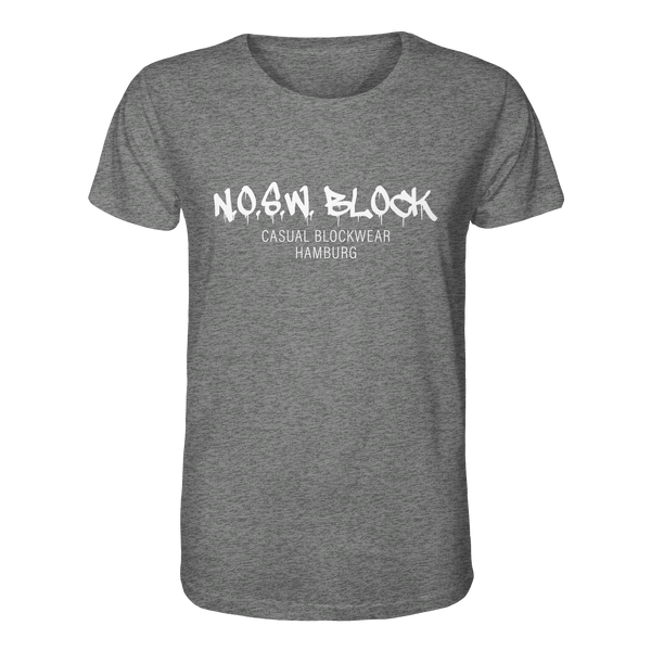 N.O.S.W. BLOCK Shirt "N.O.S.W. BLOCK CASUAL BLOCKWEAR HAMBURG" Männer Organic Rundhals T-Shirt mid heather grey