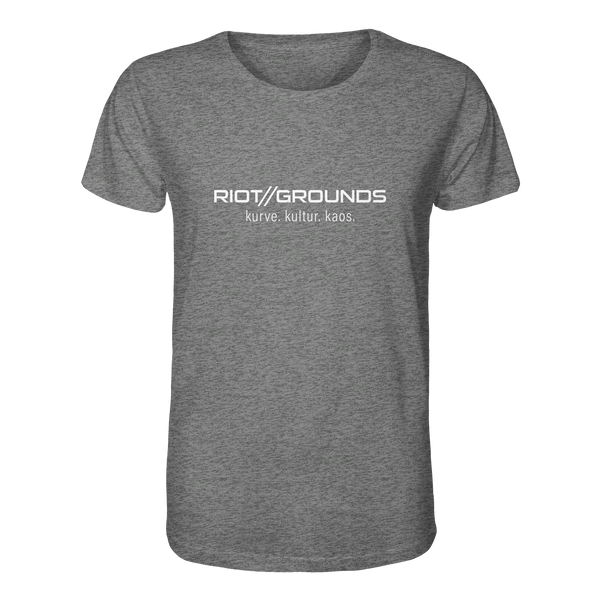 RIOT//GROUNDS Shirt "RIOT//GROUNDS kurve. kulture. kaos." Organic T-Shirt mid heather grey