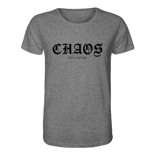 RIOT//GROUNDS Shirt "CHAOS RIOT & RHYTHM" Organic T-Shirt mid heather grey