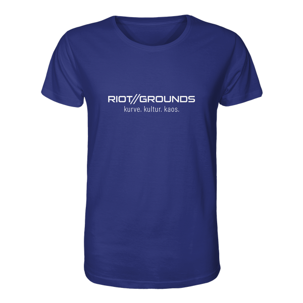 RIOT//GROUNDS Shirt "RIOT//GROUNDS kurve. kulture. kaos." Organic T-Shirt worker blue