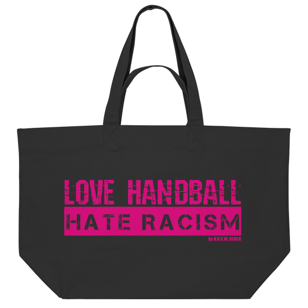 "LOVE HANDBALL HATE RACISM" magenta - Organic Shopping-Bag