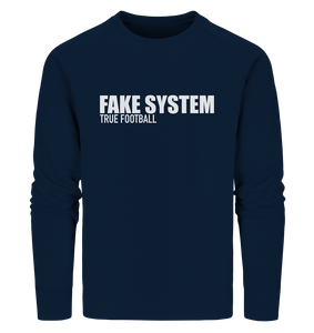 BLOCK.FC Sweater "FAKE SYSTEM TRUE FOOTBALL" Männer Organic Sweatshirt navy