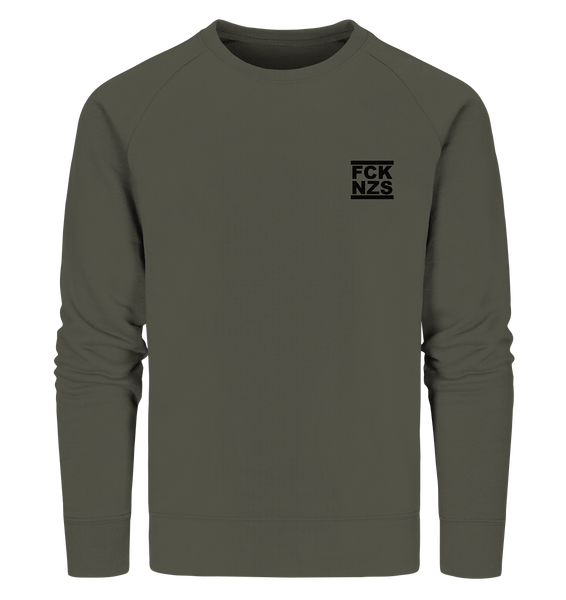 N.O.S.W. BLOCK Gegen Rechts Sweater "FCK NZS" beidseitig bedrucktes Männer Organic Sweatshirt khaki