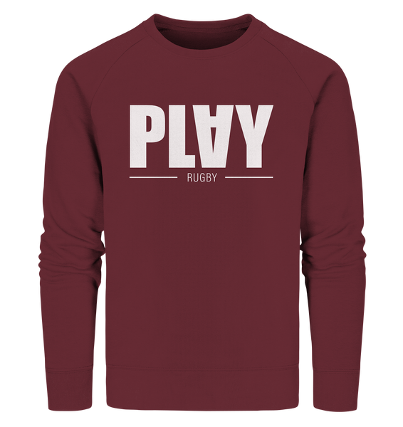 N.O.S.W. BLOCK Fanblock Sweater "PLAY RUGBY" Männer Organic Sweatshirt weinrot