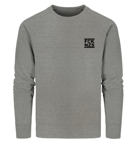 N.O.S.W. BLOCK Gegen Rechts Sweater "FCK NZS" beidseitig bedrucktes Männer Organic Sweatshirt mid heather grau