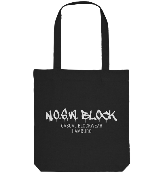 N.O.S.W. BLOCK Tote-Bag "N.O.S.W. BLOCK CASUAL BLOCKWEAR HAMBURG" Organic Baumwolltasche black