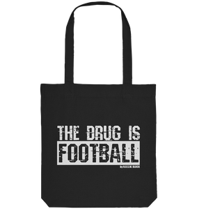 N.O.S.W. BLOCK Fanblock Tote-Bag "The Drug is Football" Organic Baumwolltasche schwarz