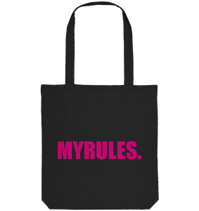 N.O.S.W. BLOCK Shirt "MYRULES." Girls Organic T-Shirt (100% Bio-Baumwolle) - Organic Tote-Bag