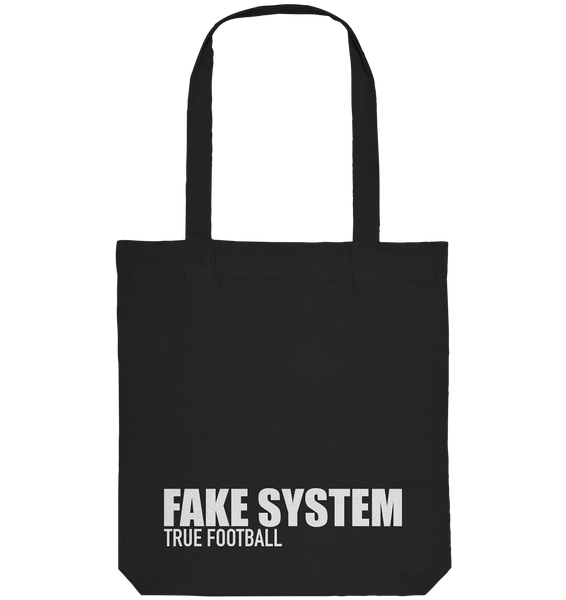 BLOCK.FC Hoodie "FAKE SYSTEM TRUE FOOTBALL" Männer Organic Fashion Kapuzenpullover (85% Bio-Baumwolle, 15% recyceltes Polyester) - Organic Tote-Bag