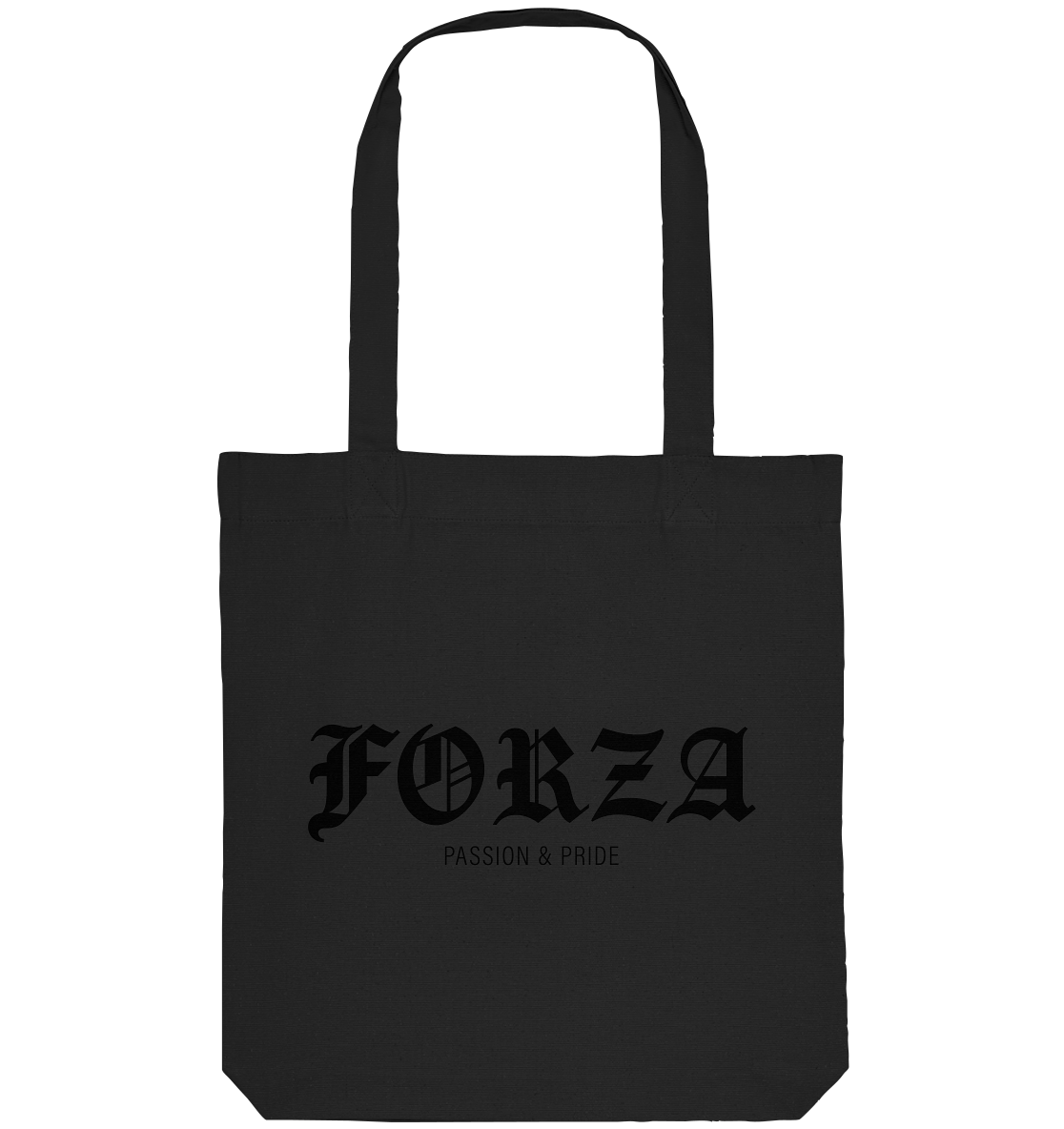 RIOT//GROUNDS Tote-Bag "FORZA PASSION & PRIDE" Organic Baumwolltasche schwarz