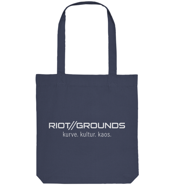 RIOT//GROUNDS Tote-Bag "RIOT//GROUNDS kurve. kulture. kaos." Organic Baumwolltasche midnight blue