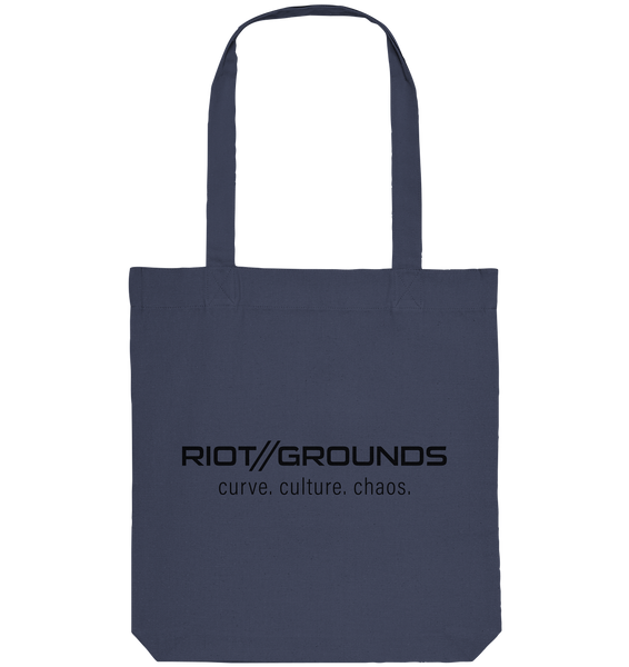 RIOT//GROUNDS Tote-Bag "RIOT//GROUNDS curve. culture. chaos." Organic Baumwolltasche midnight blue