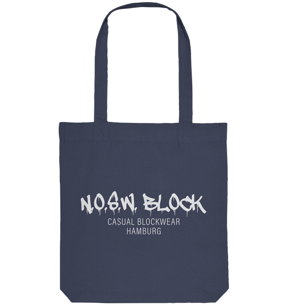 N.O.S.W. BLOCK Tote-Bag "N.O.S.W. BLOCK CASUAL BLOCKWEAR HAMBURG" Organic Baumwolltasche midnight blue