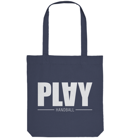 N.O.S.W. BLOCK Fanblock Tote-Bag "PLAY HANDBALL" Organic Baumwolltasche midnight blue