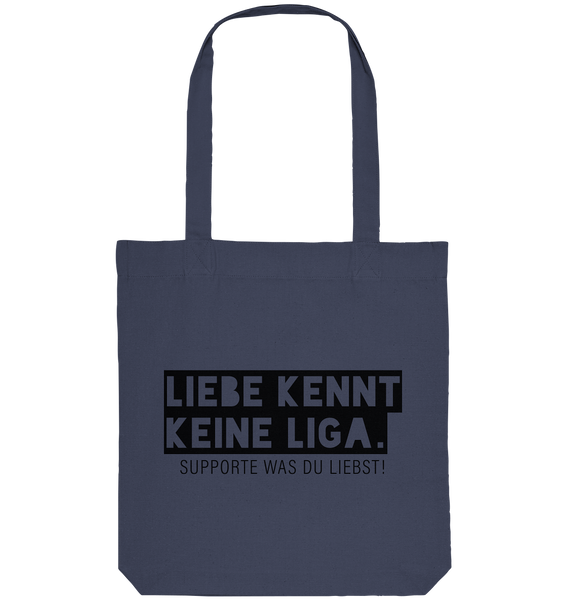 N.O.S.W. BLOCK Fanblock Tote-Bag "LIEBE KENNT KEINE LIGA." Organic Baumwolltasche midnight blue