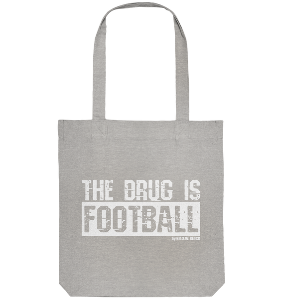 N.O.S.W. BLOCK Fanblock Tote-Bag "The Drug is Football" Organic Baumwolltasche heather grey