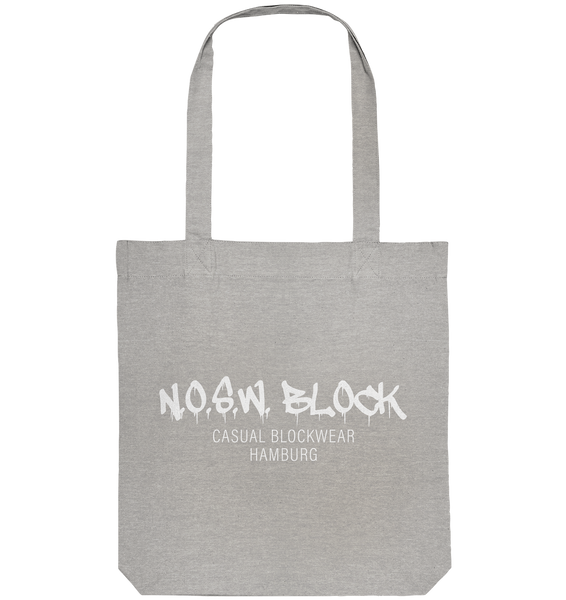 N.O.S.W. BLOCK Tote-Bag "N.O.S.W. BLOCK CASUAL BLOCKWEAR HAMBURG" Organic Baumwolltasche heather grey