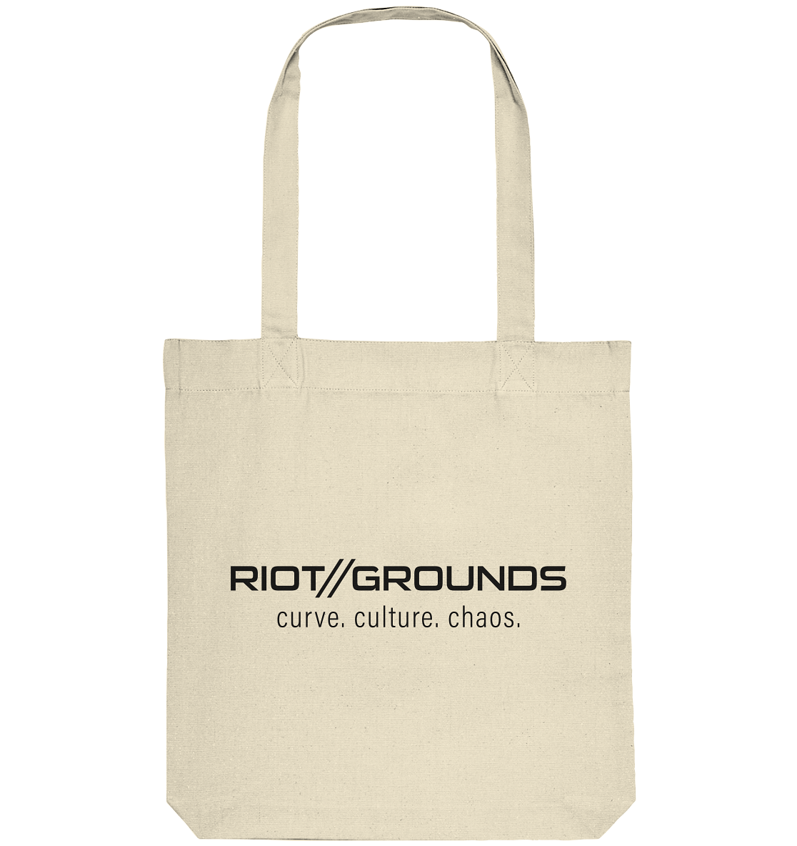 RIOT//GROUNDS Tote-Bag "RIOT//GROUNDS curve. culture. chaos." Organic Baumwolltasche natural raw