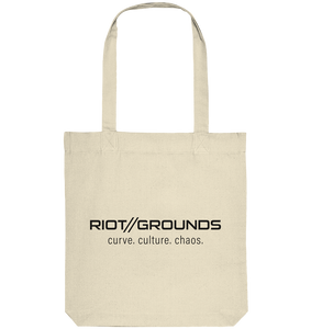 RIOT//GROUNDS Tote-Bag "RIOT//GROUNDS curve. culture. chaos." Organic Baumwolltasche natural raw
