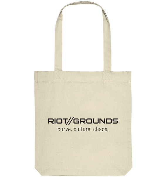 RIOT//GROUNDS Tote-Bag "RIOT//GROUNDS curve. culture. chaos." Organic Baumwolltasche natural raw