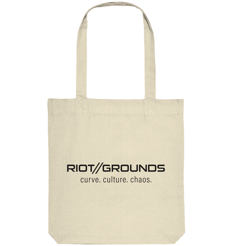 RIOT//GROUNDS Tote-Bag "RIOT//GROUNDS curve. culture. chaos." Organic Baumwolltasche natural raw