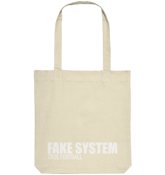 BLOCK.FC Hoodie "FAKE SYSTEM TRUE FOOTBALL" Männer Organic Fashion Kapuzenpullover (85% Bio-Baumwolle, 15% recyceltes Polyester) - Organic Tote-Bag