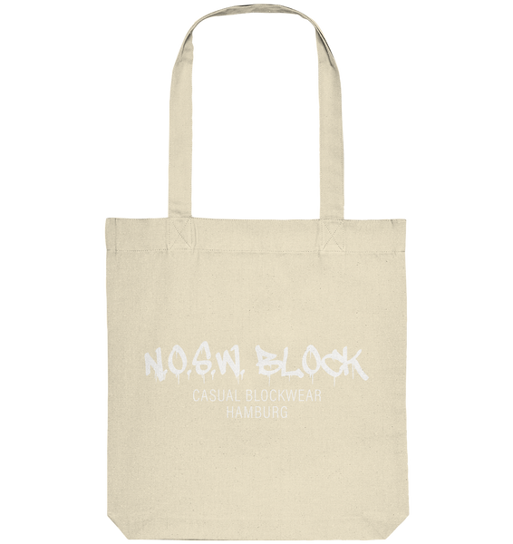 N.O.S.W. BLOCK Tote-Bag "N.O.S.W. BLOCK CASUAL BLOCKWEAR HAMBURG" Organic Baumwolltasche natural raw