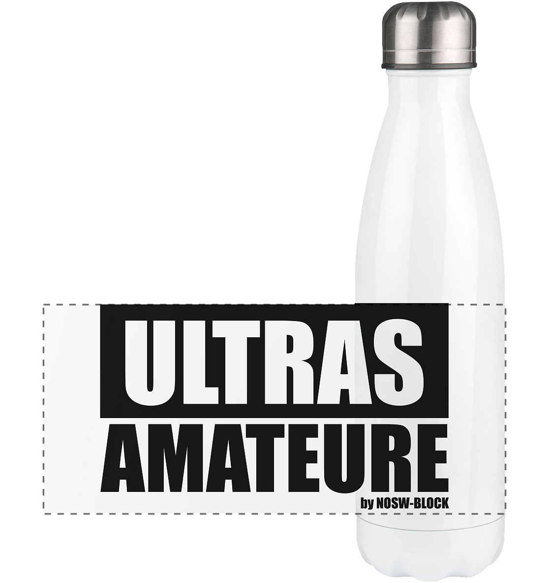 N.O.S.W. BLOCK Trinkflasche Edelstahl "ULTRAS AMATEURE" Panorama Thermoflasche 500ml weiss