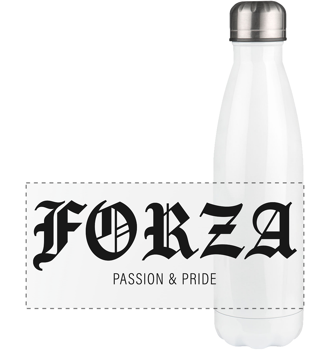 RIOT//GROUNDS Trinkflasche Edelstahl "FORZA PASSION & PRIDE" Panorama Thermoflasche 500ml