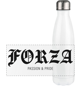 RIOT//GROUNDS Trinkflasche Edelstahl "FORZA PASSION & PRIDE" Panorama Thermoflasche 500ml