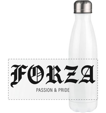 RIOT//GROUNDS Trinkflasche Edelstahl "FORZA PASSION & PRIDE" Panorama Thermoflasche 500ml