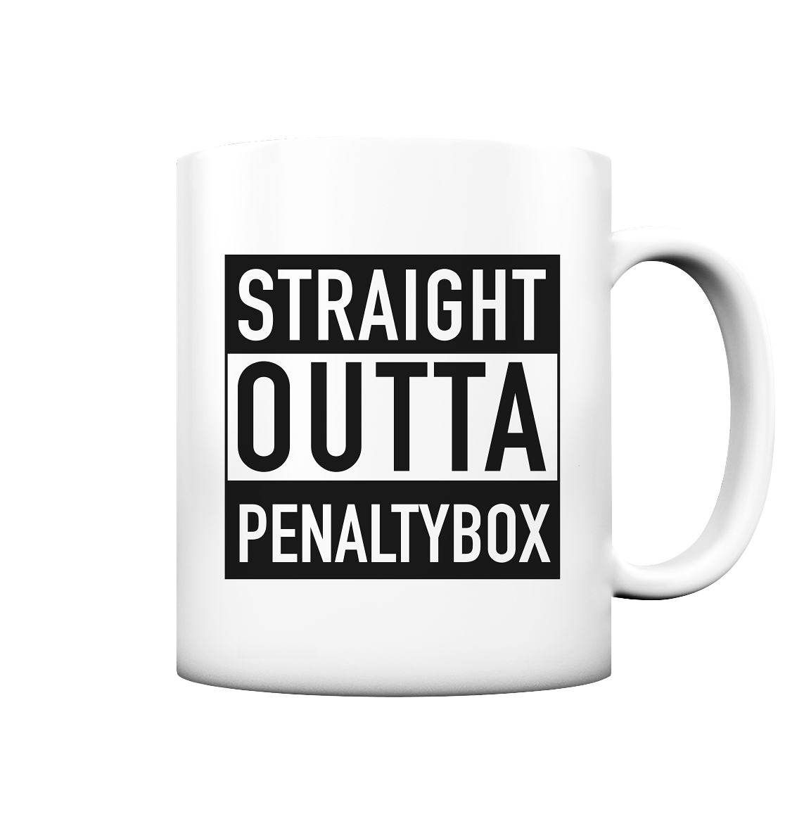 N.O.S.W. BLOCK Fanblock Kaffeetasse "STRAIGHT OUTTA PENALTYBOX" 330 ml Tasse weiß matt