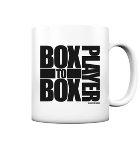 N.O.S.W. BLOCK Fanblock Kaffeetasse "BOX TO BOX PLAYER" 330 ml Tasse weiß matt