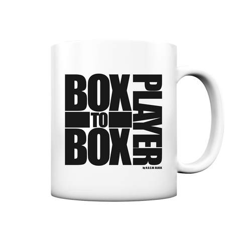 N.O.S.W. BLOCK Fanblock Kaffeetasse "BOX TO BOX PLAYER" 330 ml Tasse weiß matt