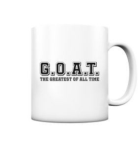 N.O.S.W. BLOCK Teamsport Kaffeetasse  "G.O.A.T."  330 ml Tasse weiß matt