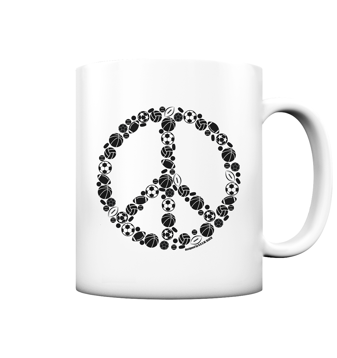 N.O.S.W. BLOCK Kaffeetasse "SPORTS FOR PEACE" 330 ml Tasse weiß matt