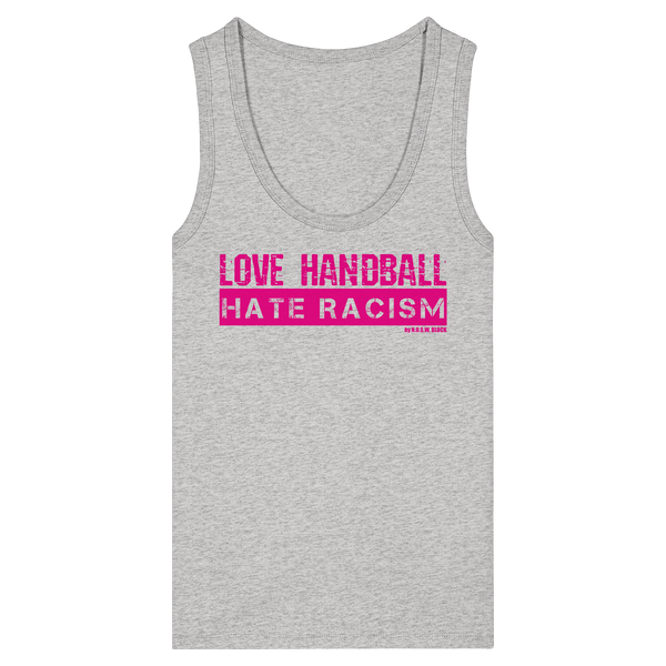 "LOVE HANDBALL HATE RACISM" magenta - Womens Organic Fitted Tank Top