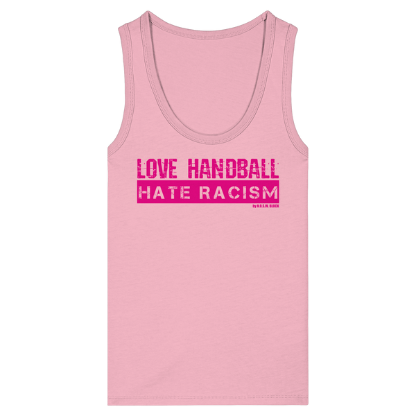 "LOVE HANDBALL HATE RACISM" magenta - Womens Organic Fitted Tank Top
