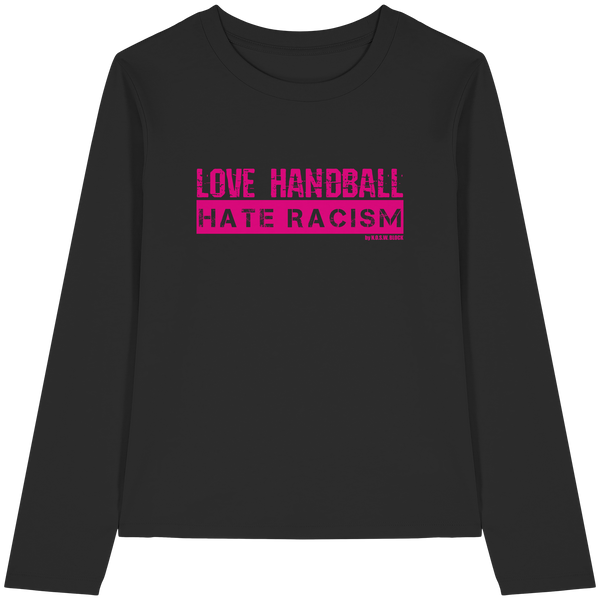 "LOVE HANDBALL HATE RACISM" magenta - Womens Organic Longsleeve T-Shirt