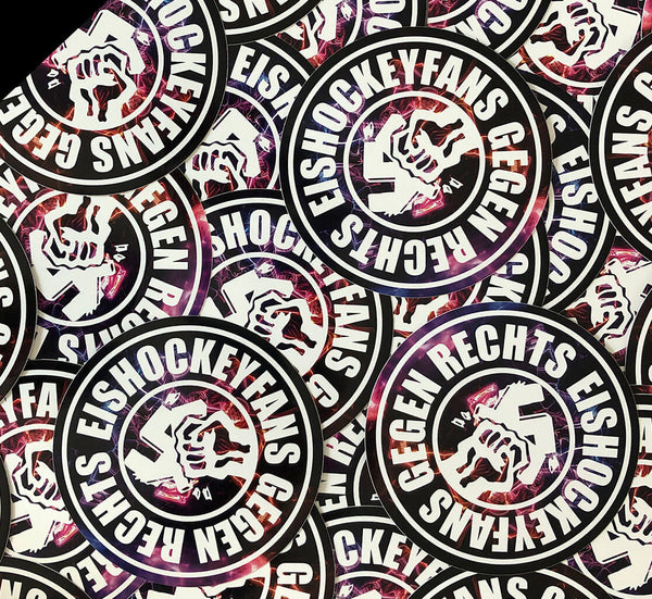 N.O.S.W. BLOCK 25 Aufkleber / Sticker "EISHOCKEYFANS GEGEN RECHTS" rund (9,5 cm)