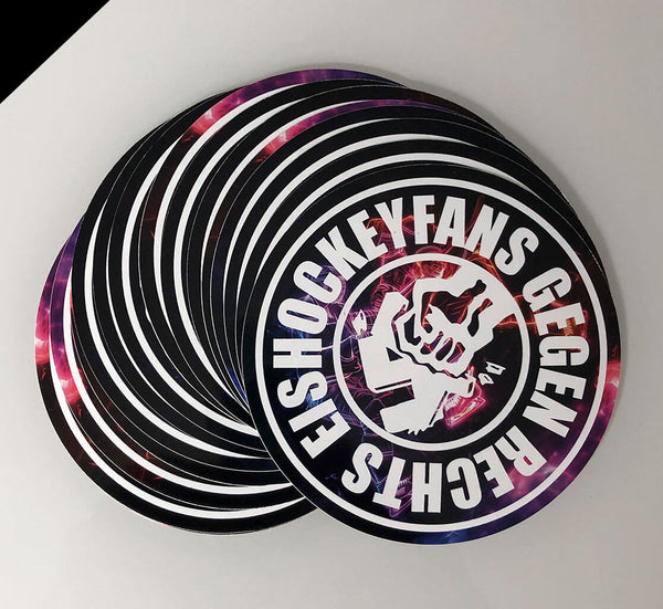 N.O.S.W. BLOCK 25 Aufkleber / Sticker "EISHOCKEYFANS GEGEN RECHTS" rund (9,5 cm)